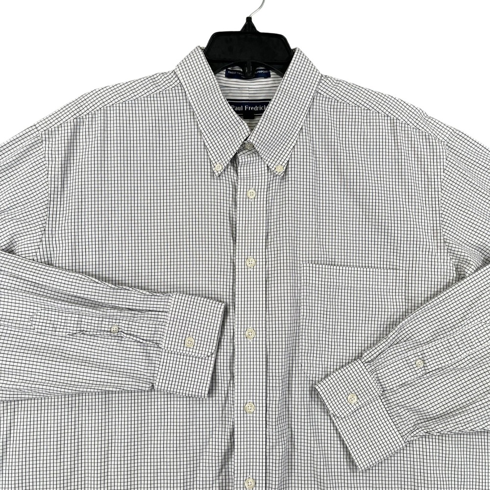 Paul Fredrick Button Down Shirt Mens 18-36 Micro Check Pinpoint Cotton Business